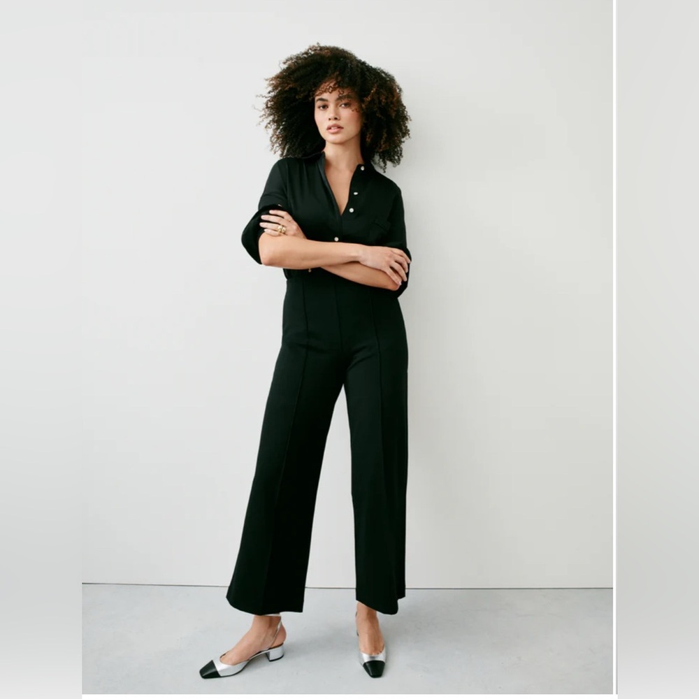 SPANX Ponte Cropped Wide Leg Pant Sz L